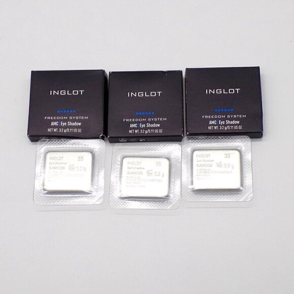 Inglot AMC Eye Shadow Shine Square Freedom System 33 Blue Lot of 3 Squares - Picture 2 of 3